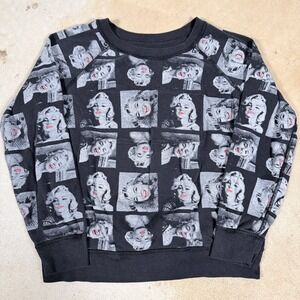 Marilyn Monroe Graphic Sweatshirt Black Long Sleeve CrewNeck Pullover Women's XS